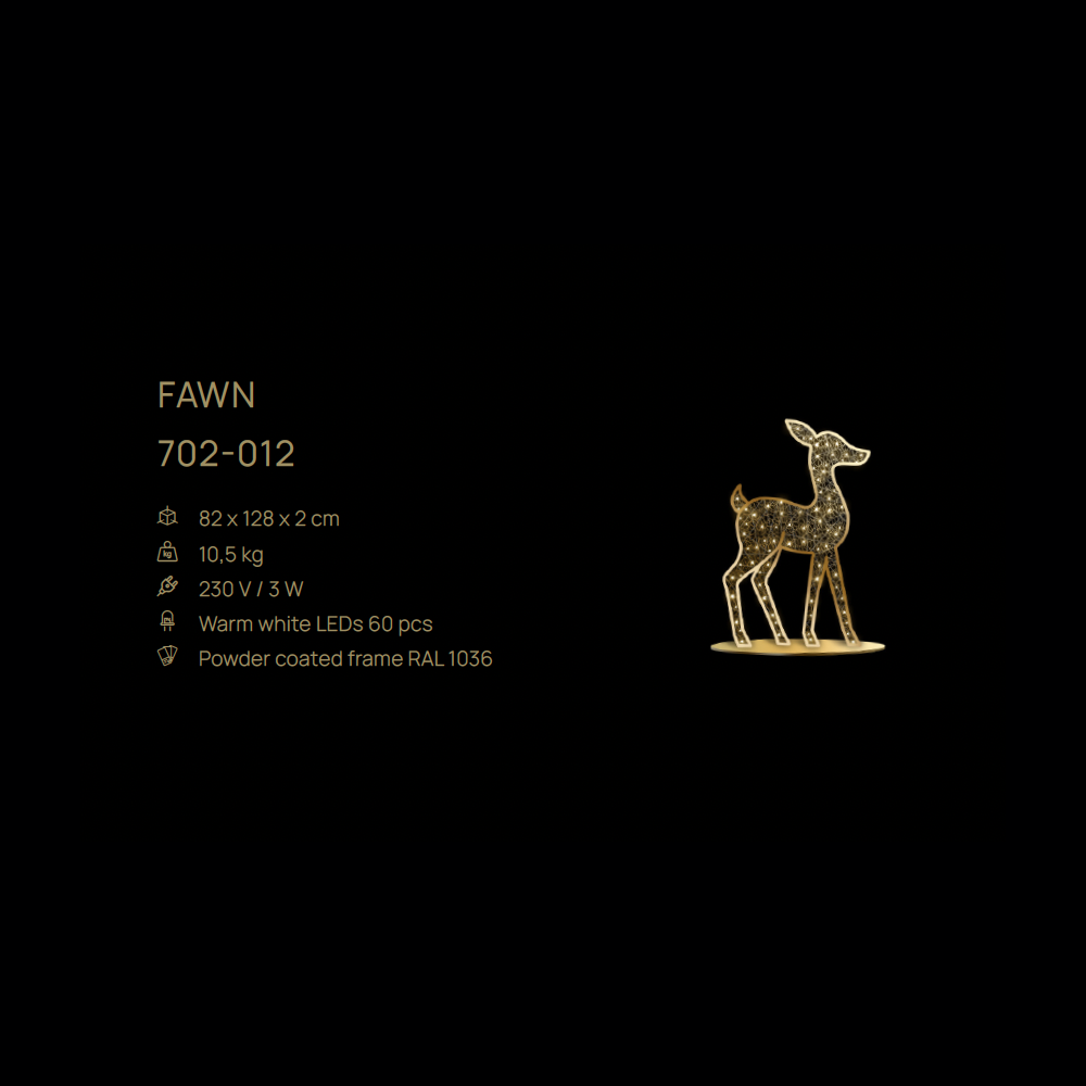 Fawn (silhouette) — figură LED, 82 × 128 × 2 cm