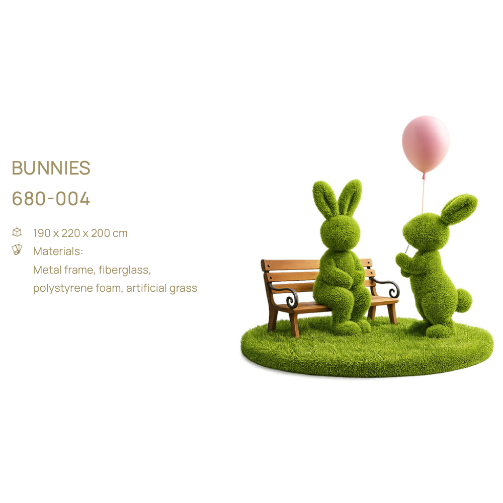 Bunnies — figură topiară, 190 × 220 × 200 cm
