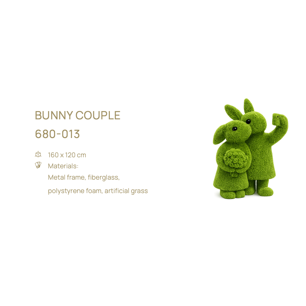 Bunny Couple — topiary figure, 160 × 120 cm