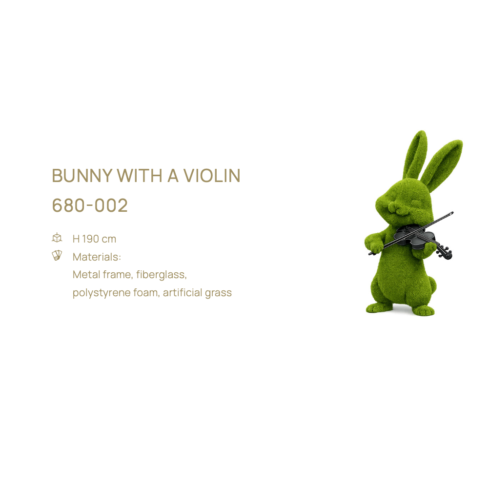 Bunny with a Violin — figură topiară, H 190 cm