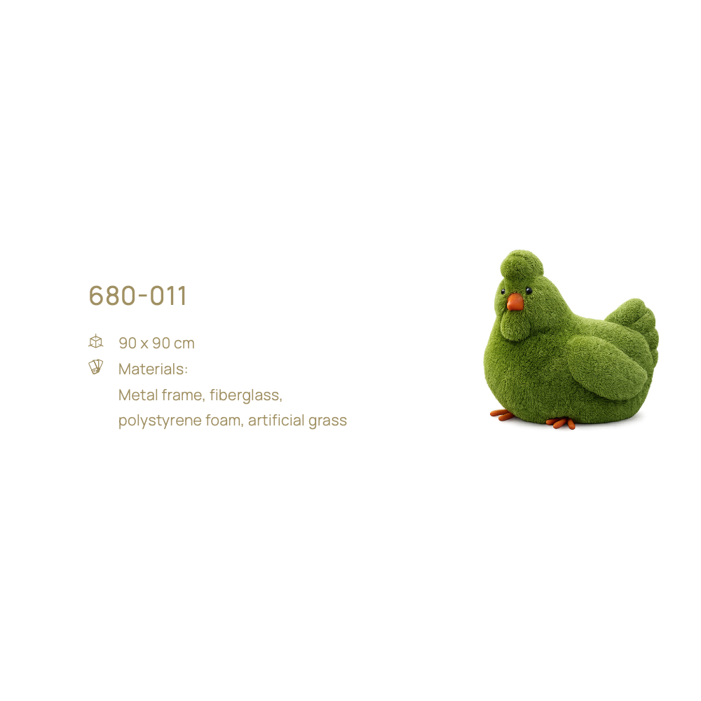 Chicken — figură topiară, 90 × 90 cm