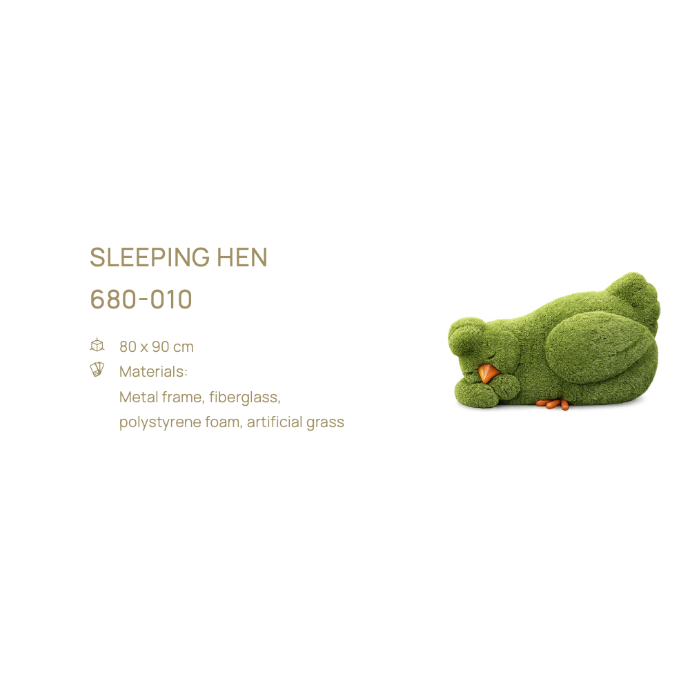 Sleeping Hen — topiary figure, 80 × 90 cm