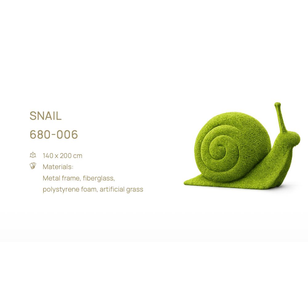 Snail — figură topiară, 140 × 200 cm