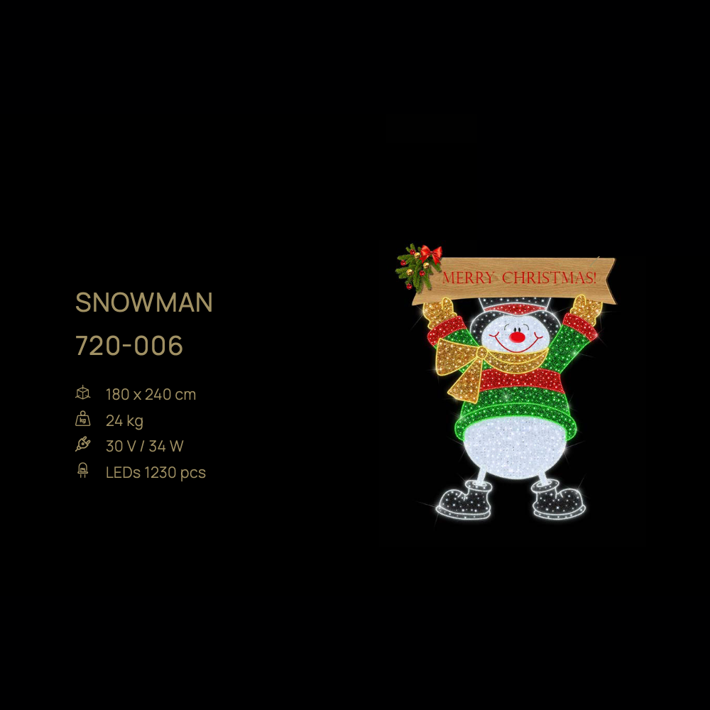 Snowman (Selfie 2D, Merry Christmas) — figură LED