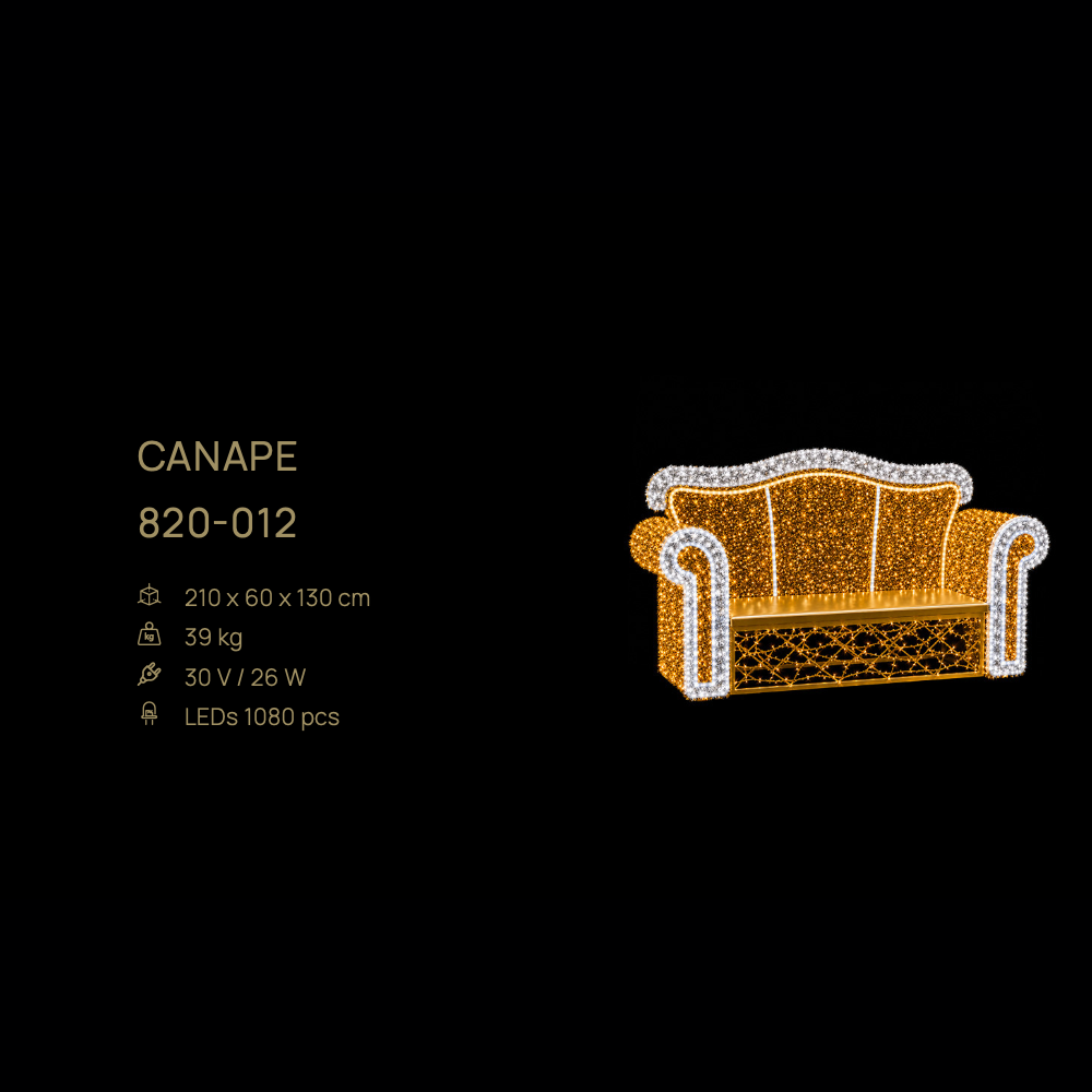 Canape — figură LED, 210 × 60 × 130 cm