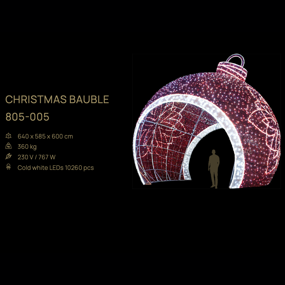 Christmas Bauble (walk-through) — figură LED, 490 × 455 × 460 cm