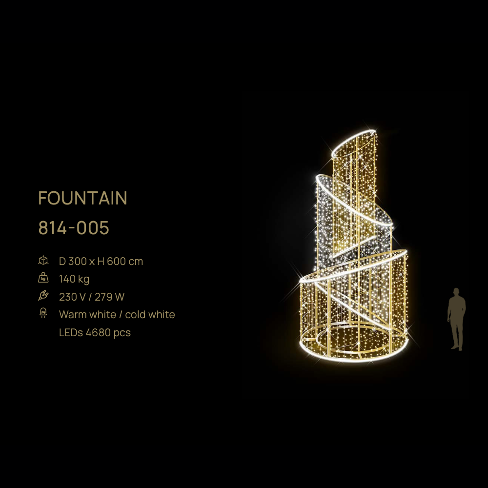 Fountain — figură LED, D 300 × H 600 cm
