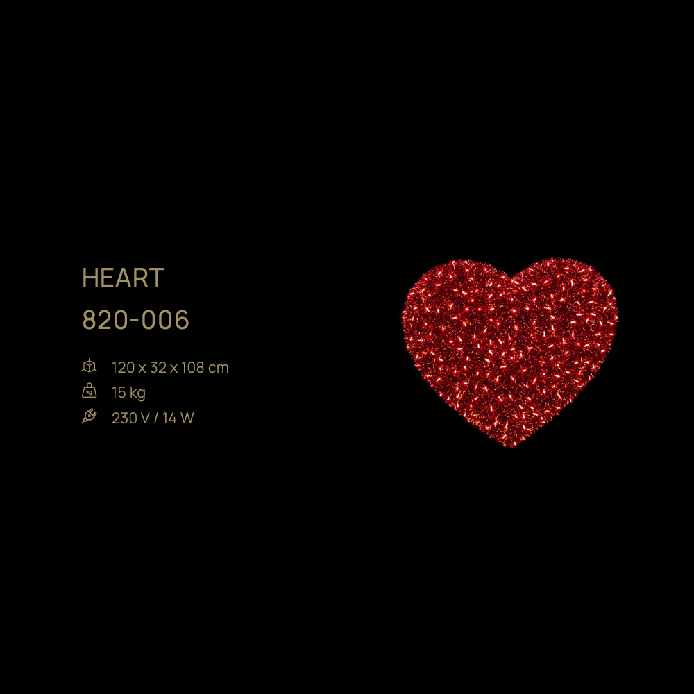 Heart — figură LED, 120 × 32 × 108 cm