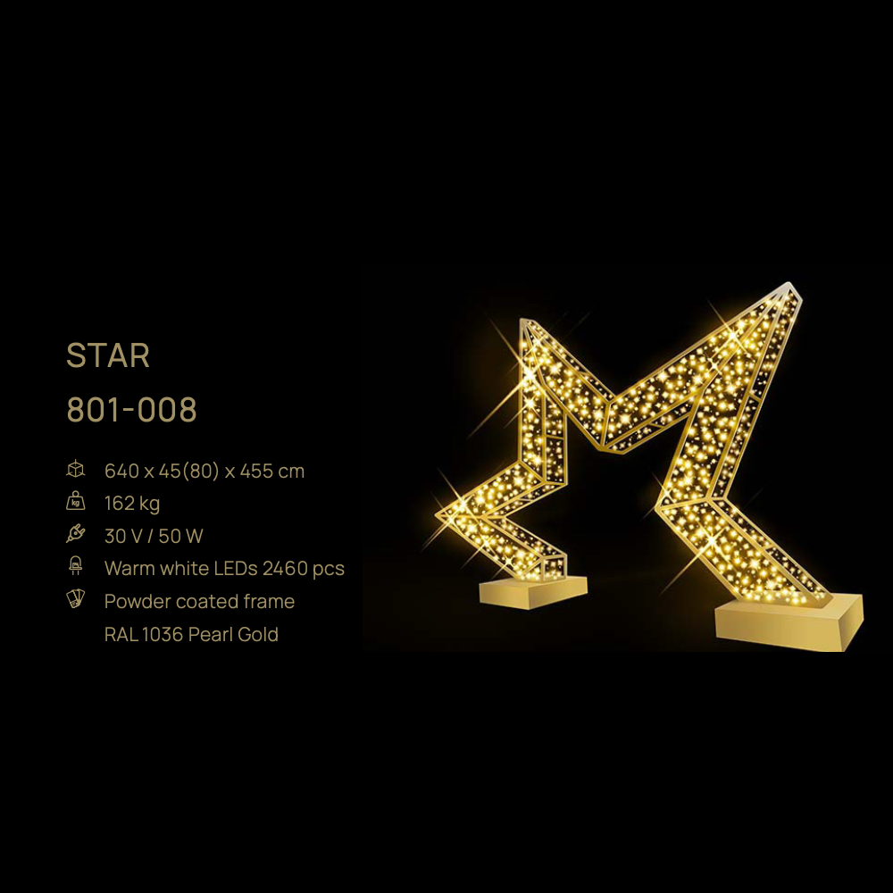 Star (Dense) — figură LED, 640 × 45(80) × 455 cm