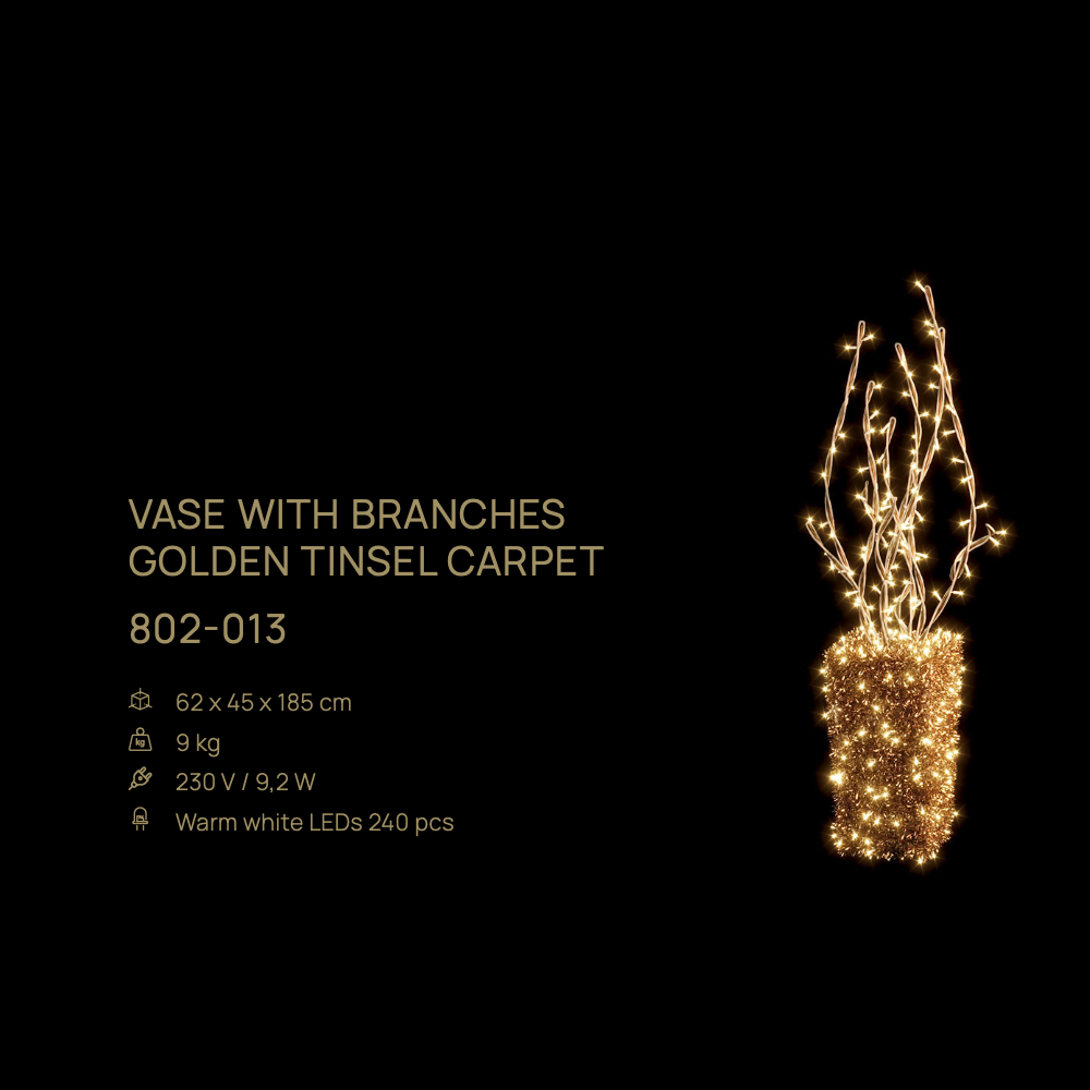 Vase with Branches (Golden Tinsel Carpet) — figură LED
