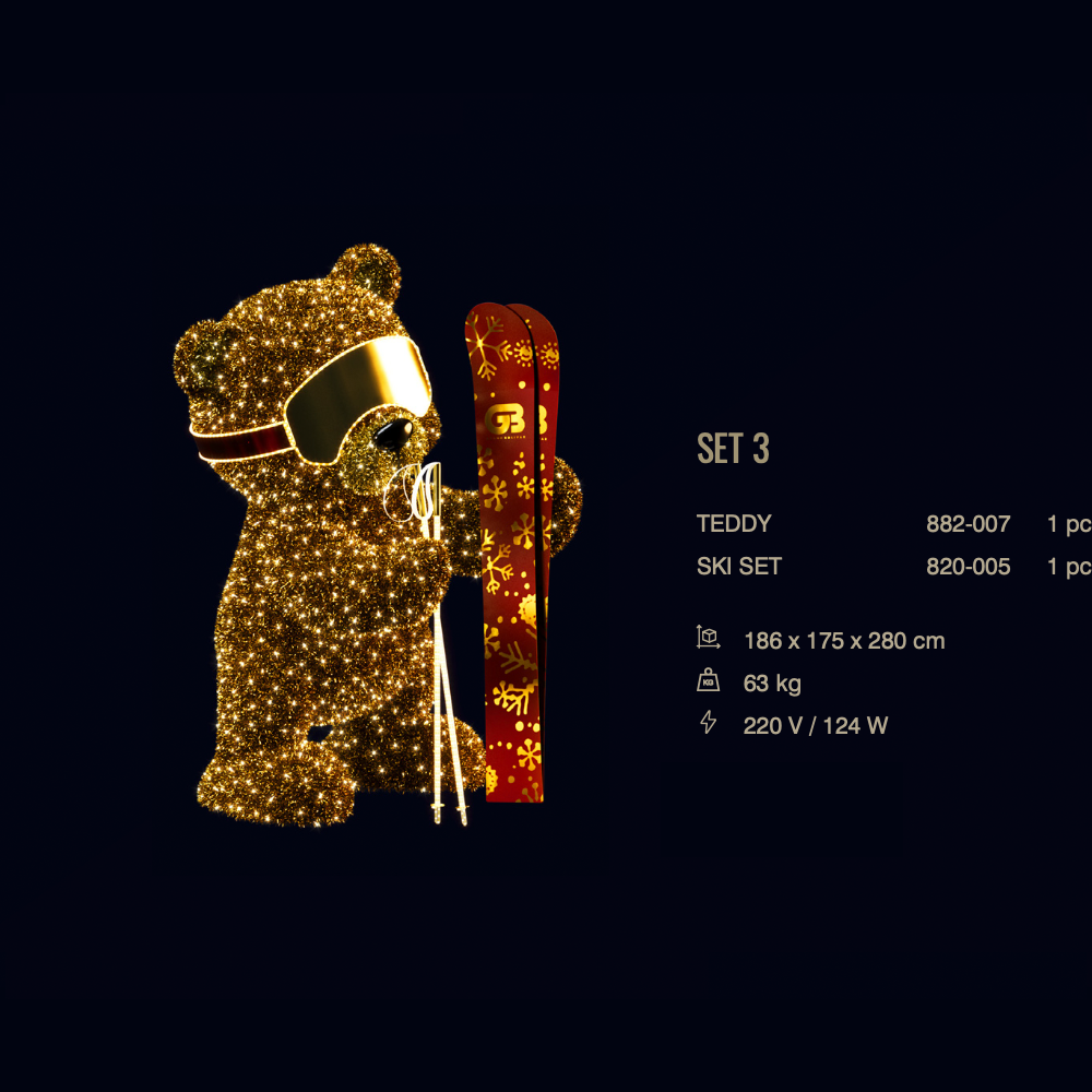 Teddy Set 3 — set LED cu schiuri
