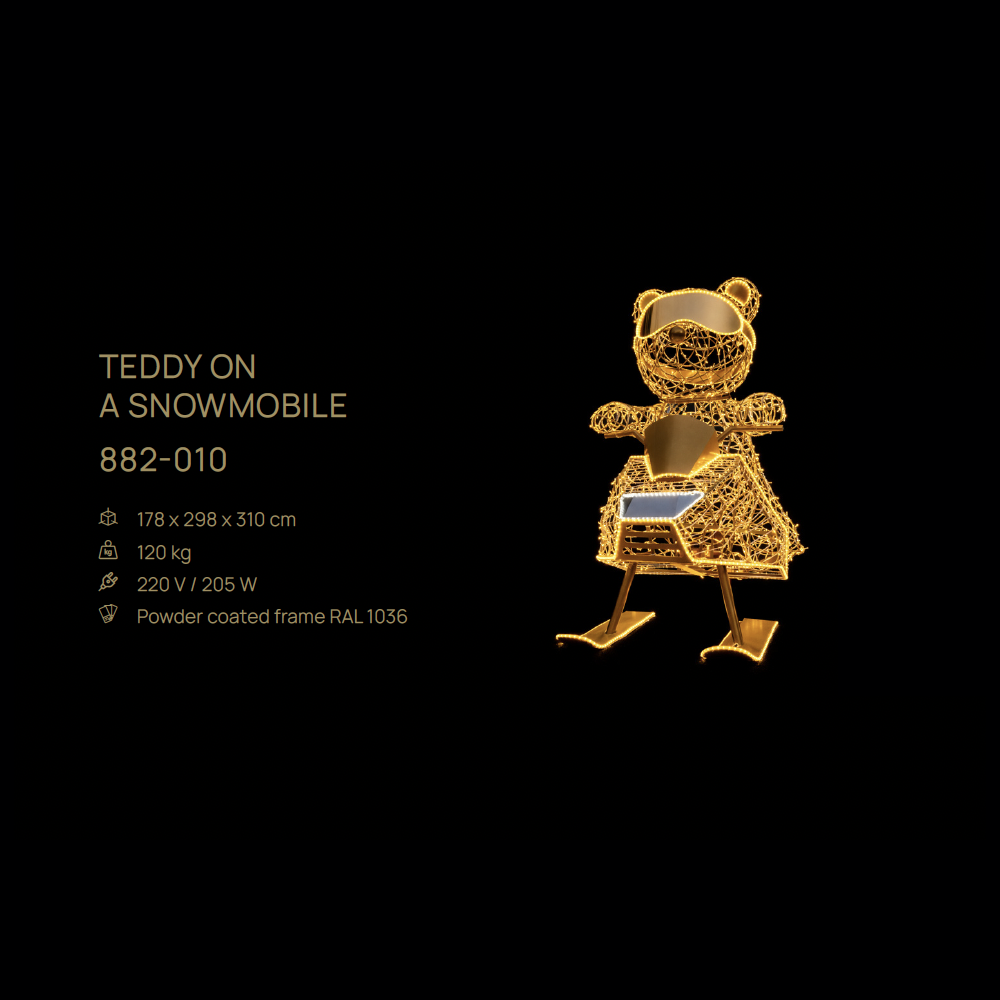 Teddy on a Snowmobile — figură LED