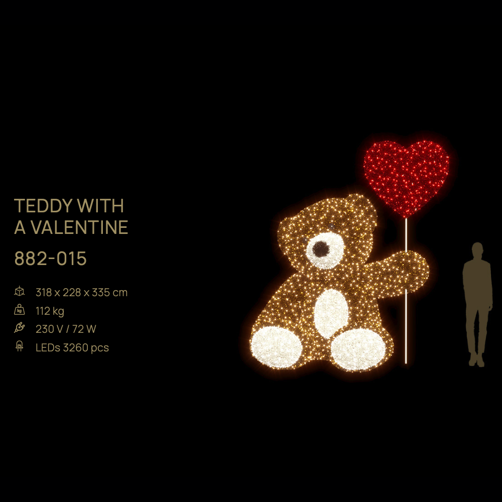 Teddy with a Valentine — figură LED